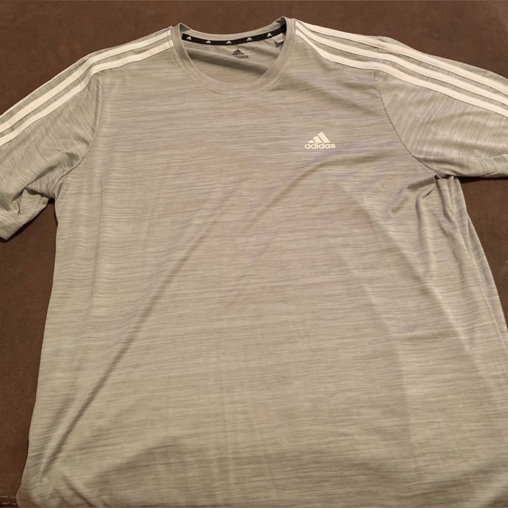 Men’s Adidas, L, three stripe T-shirt, excellent condition.